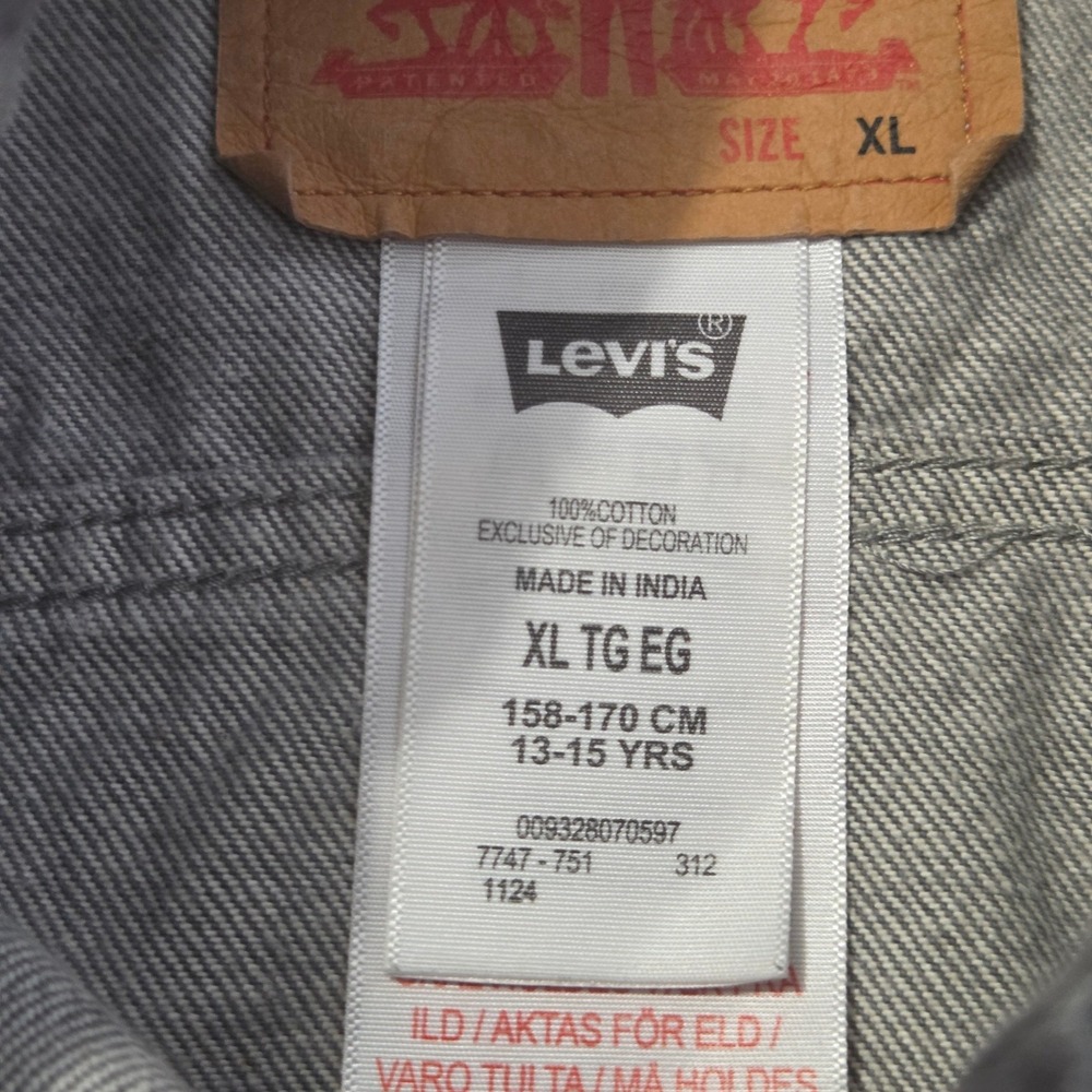 Levi Strauss Youth Gray Denim Trucker Jacket XL Extra Large Childrens - Picture 5 of 9